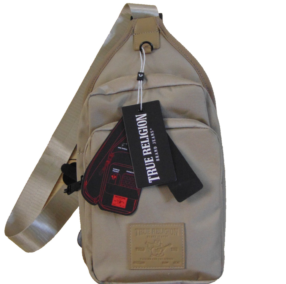 True Religion Pippen Sling Bag Tan Crossbody Backpack Travel TR10614 NWT